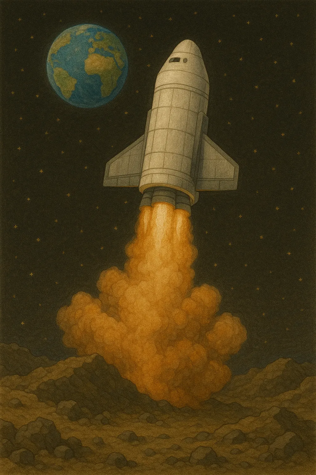 Spaceship approaching Earth